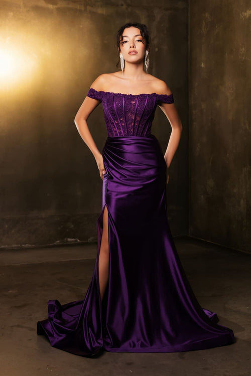 Red Carpet Dress Off Shoulder Sequin Formal Gown By May Queen MQ2146