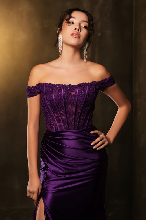 Red Carpet Dress Off Shoulder Sequin Formal Gown By May Queen MQ2146