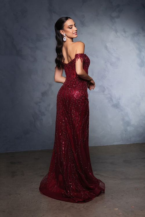 Long Sequins Prom Dress Off-Shoulder Evening Gown & Plus Size By MQ2132-New Collection