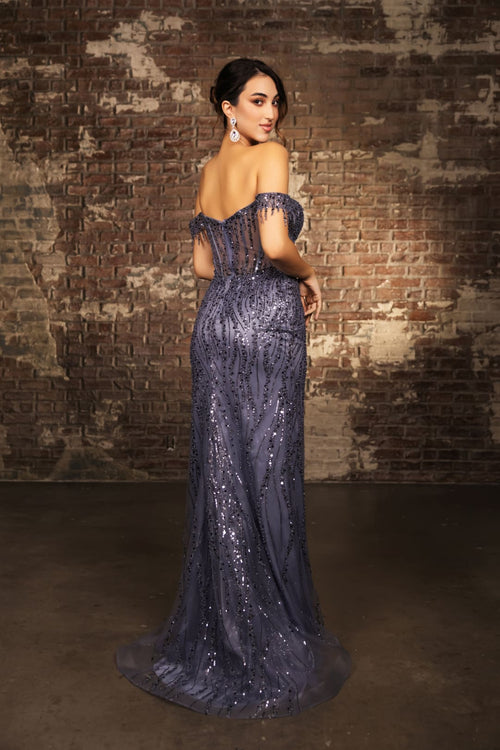 Long Sequins Prom Dress Off-Shoulder Evening Gown & Plus Size By MQ2132-New Collection