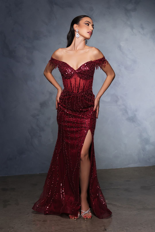 Long Sequins Prom Dress Off-Shoulder Evening Gown & Plus Size By MQ2132-New Collection