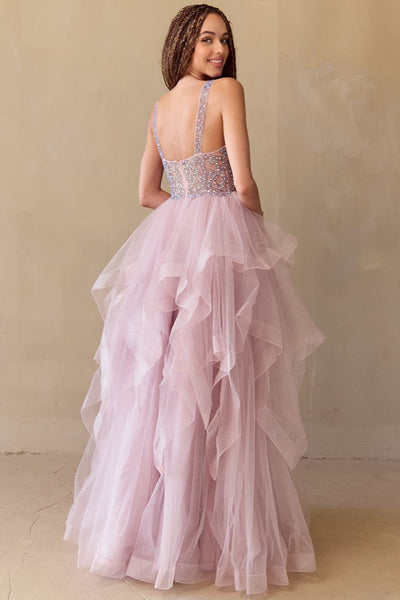 Red Carpet Dress Scoop Neck A-Line Prom Gown By Amelia Couture 5066