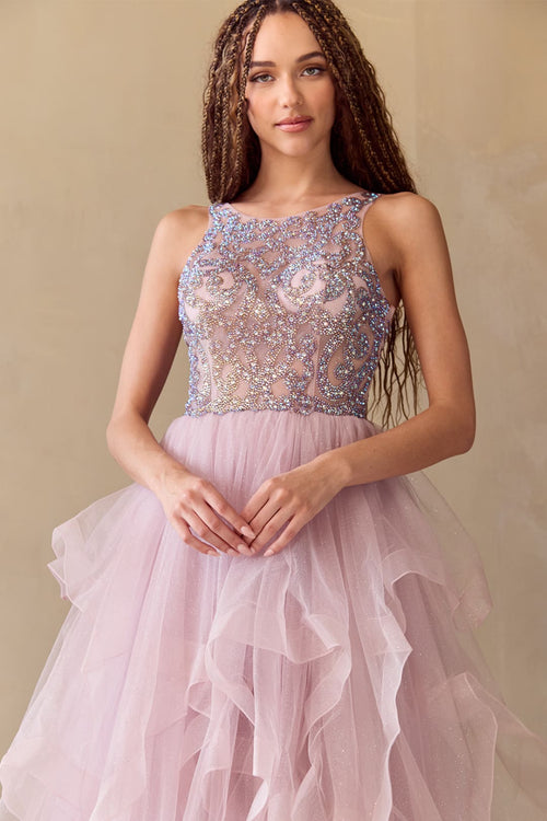 Red Carpet Dress Scoop Neck A-Line Prom Gown By Amelia Couture 5066