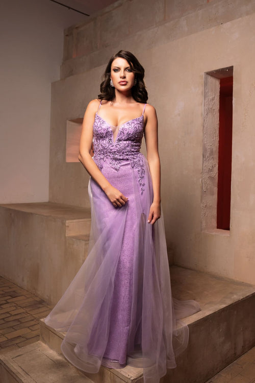 Red Carpet Dress V-Neck Mermaid Gala Gown by May Queen MQ2125