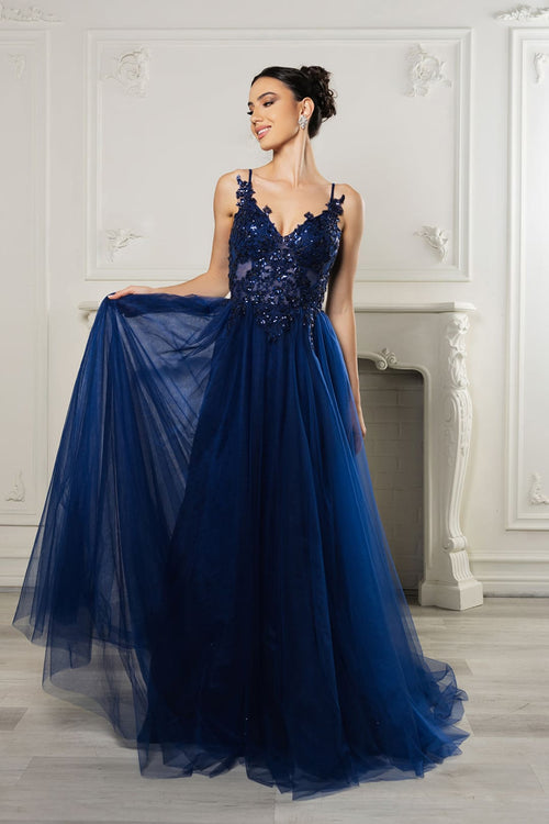 Red Carpet Dress V-Neck Sequin Evening Gown By May Queen MQ2167