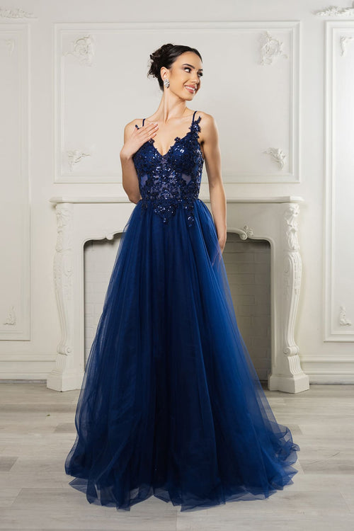 Red Carpet Dress V-Neck Sequin Evening Gown By May Queen MQ2167