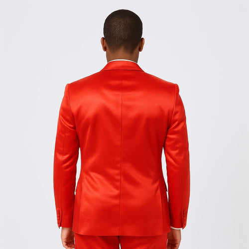 Red Satin Tuxedo Set - 4-Piece Statement for Weddings & Proms by Tazzio