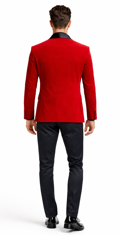 Red Velvet Tuxedo Jacket with Shawl Lapel β Slim Fit