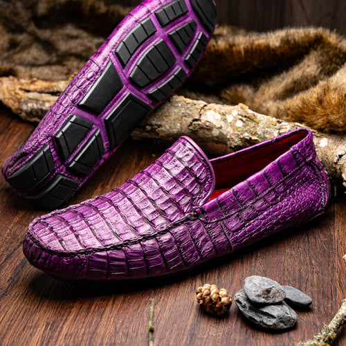 Marco_Di_Milano Remo: Luxury Purple Leather Loafers