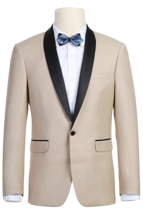 Paris Beige 1-Button Shawl Tuxedo (2-Piece Set) by RN Collection