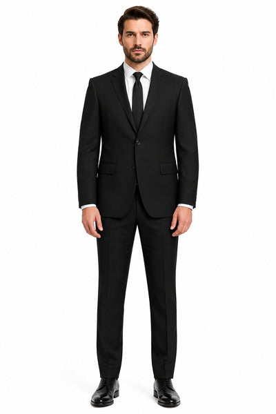 Renoir Classic Fit Wool Suit with Optional Vest - Men's Black