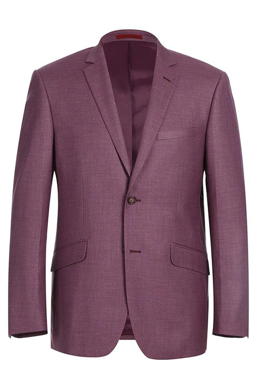 Renoir Men's Burgundy Berry Mauve Two-Button Slim-Fit Suit Set - Elegant Mensattire