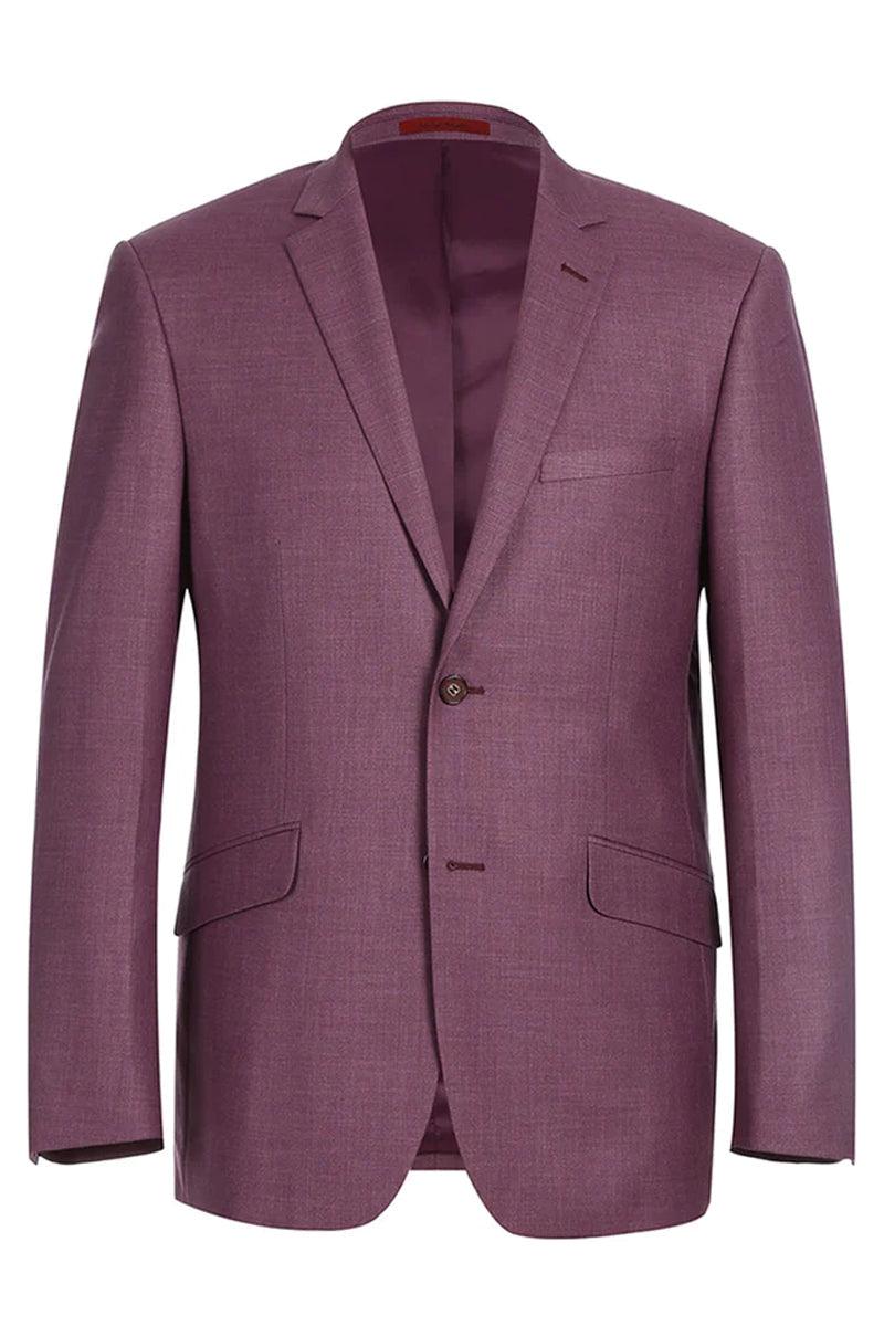 Renoir Men's Burgundy Berry Mauve Two-Button Slim-Fit Suit Set - Elegant Mensattire