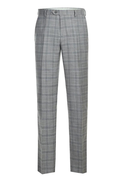 "Renoir Men's Classic Fit 2-Button Windowpane Suit in Grey & Navy" - Elegant Mensattire