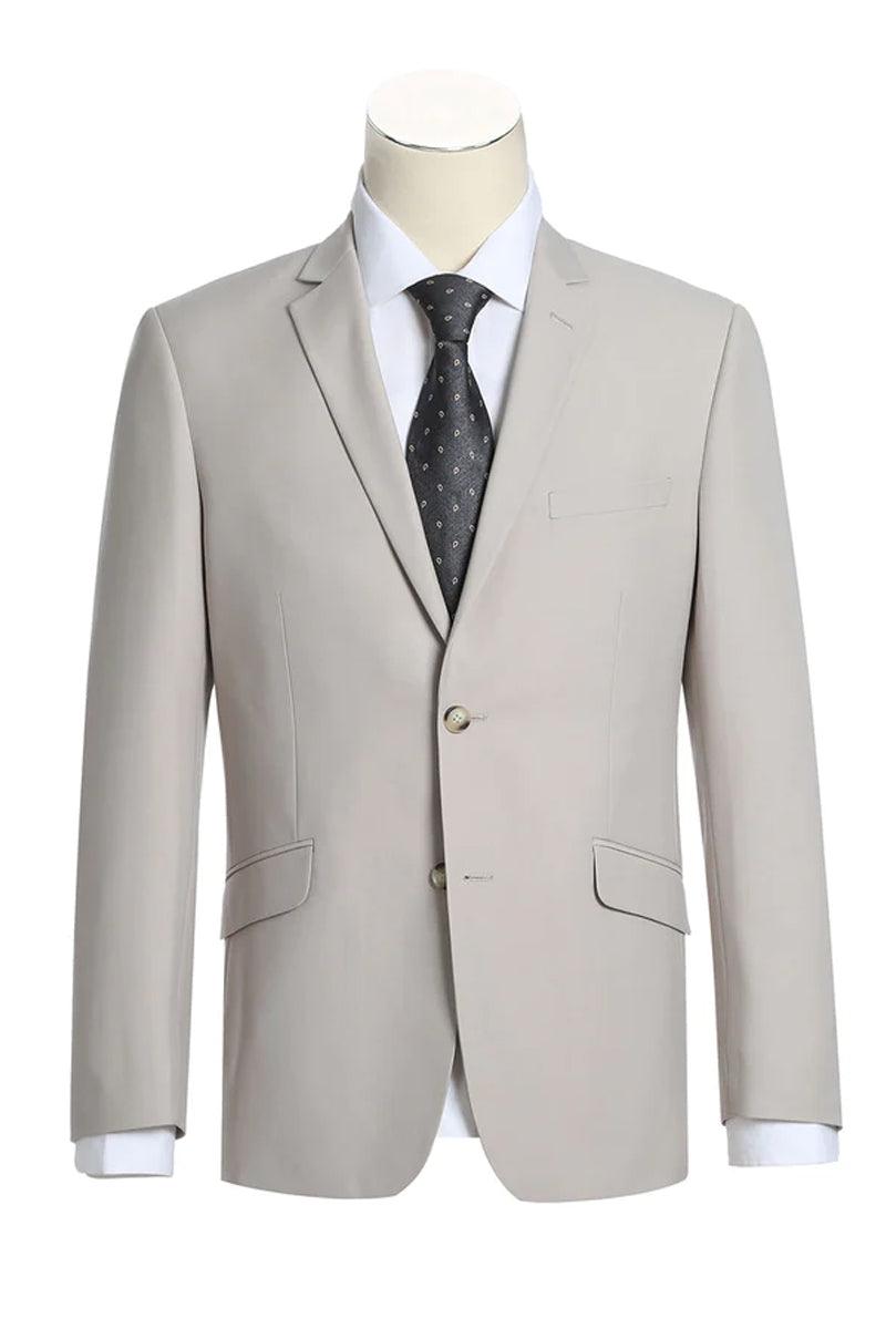 Renoir Stone Tan Slim Fit Men's Two-Button Suit - Elegant Mensattire