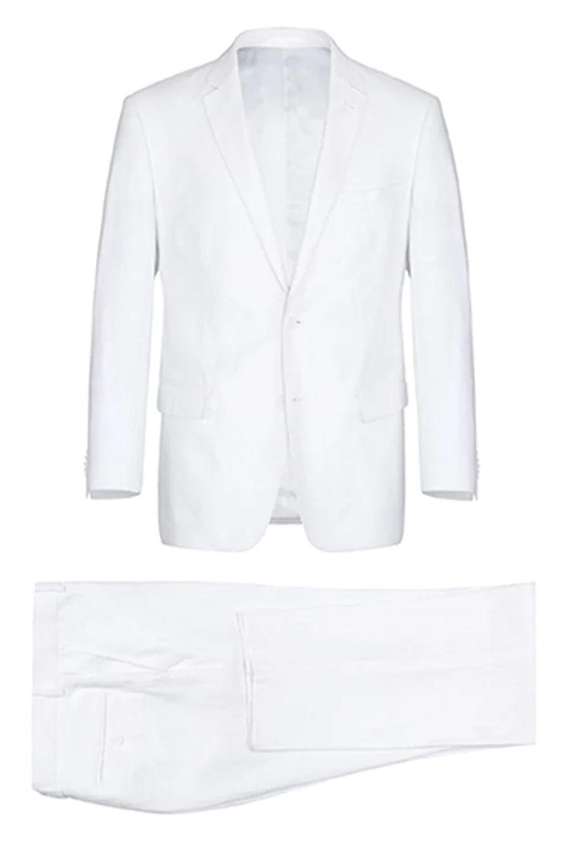 Renoir White Linen 2-Button Classic Fit Summer Suit - Elegant Mensattire