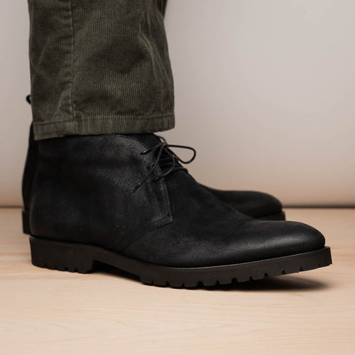 Zelli Rezza Italian Suede Chukka Boot in Black with Vibram Sole