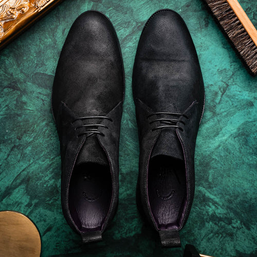 Zelli Rezza Italian Suede Chukka Boot in Black with Vibram Sole