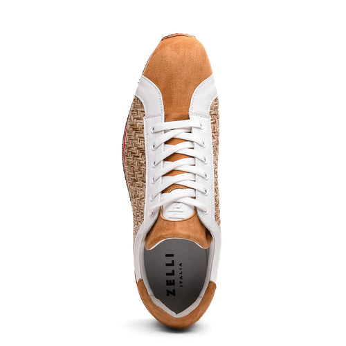 Zelli Ripi Hand-Woven Sueded Calfskin Luxury Sneakers in Brown