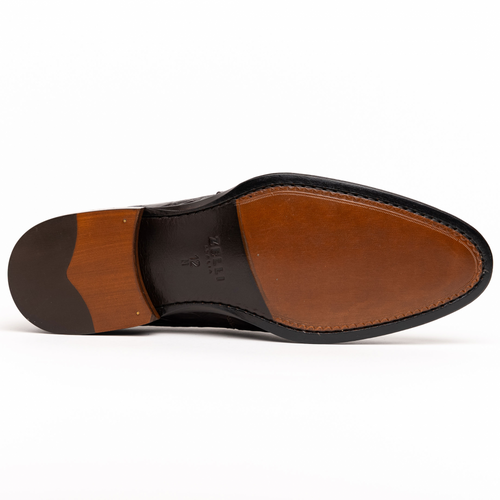 Zelli Roma Genuine Caiman Crocodile Penny Loafers in Cognac