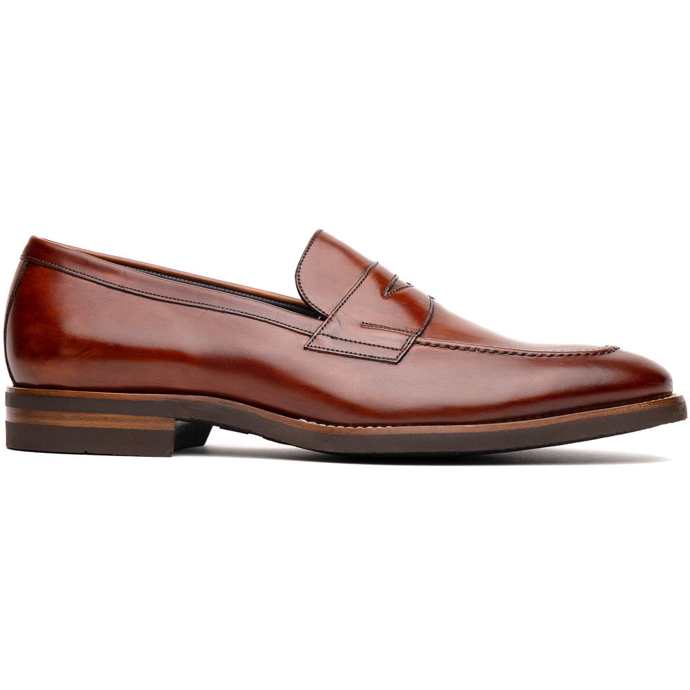 Zelli Roma Hand-Burnished Calfskin Penny Loafers in Cognac