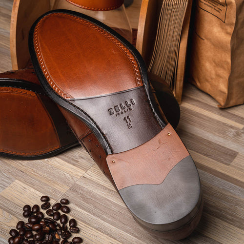 Zelli Roma Classic Penny Loafers in Genuine Brown Ostrich Quill