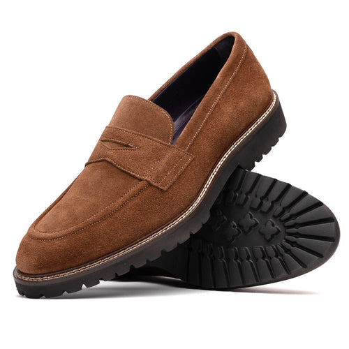 Zelli Roma Italian Suede Penny Loafers in a Beautiful Tobacco Finish