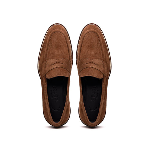 Zelli Roma Italian Suede Penny Loafers in a Beautiful Tobacco Finish