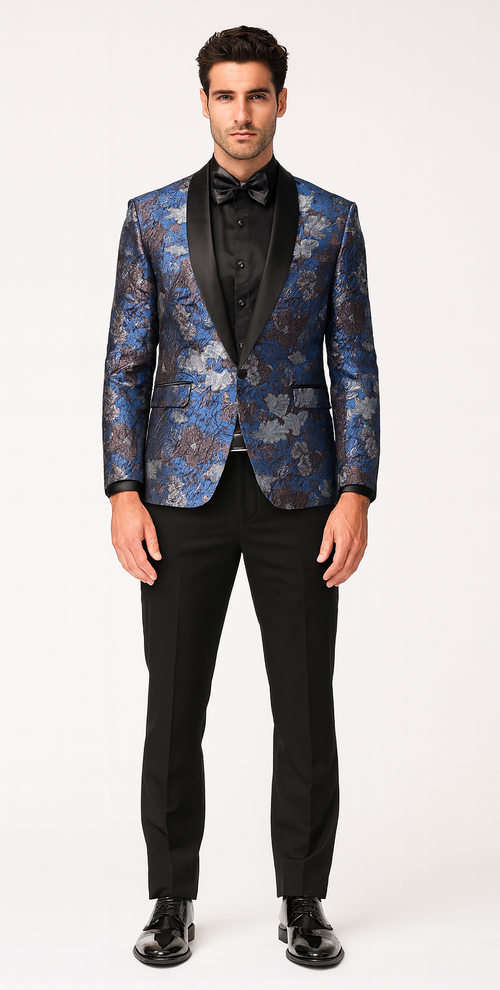 Rose & Lavender Floral Tuxedo Jacket with Shawl Lapel ā Slim Fit