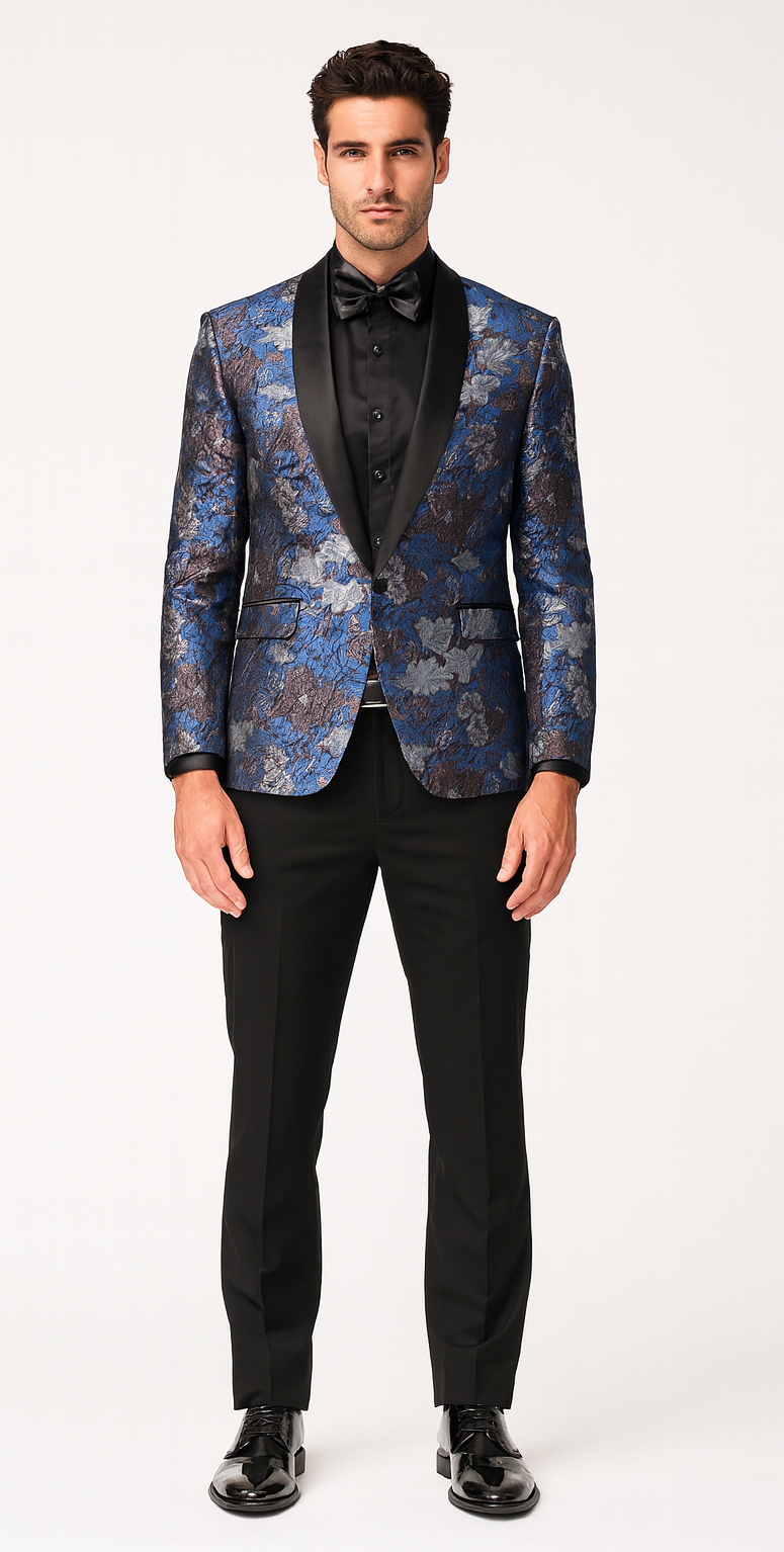 Rose & Lavender Floral Tuxedo Jacket with Shawl Lapel – Slim Fit – SuitUSA