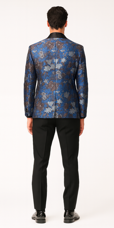 Rose & Lavender Floral Tuxedo Jacket with Shawl Lapel – Slim Fit