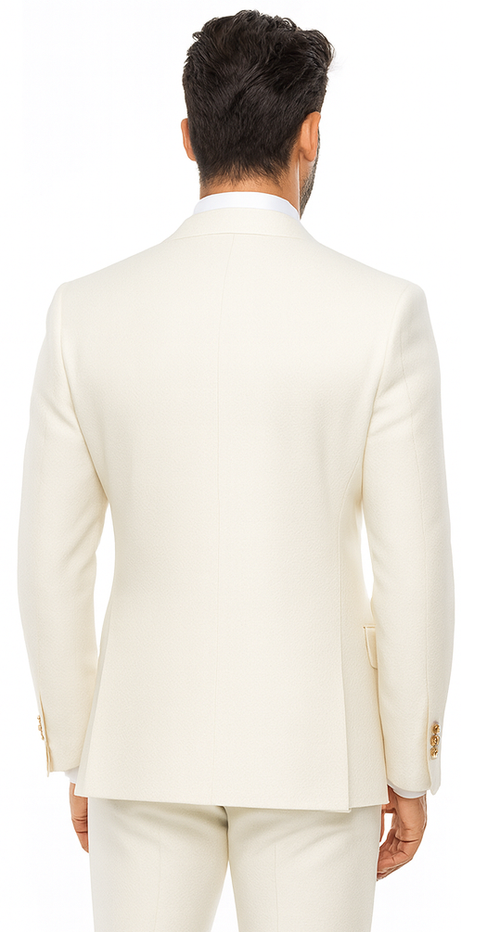 Rossi Man BOND RM1770 Slim Fit 3-Piece White Suit - 1-Button Peak Lapel Stylish Men’s Formalwear USA Men's Outlet