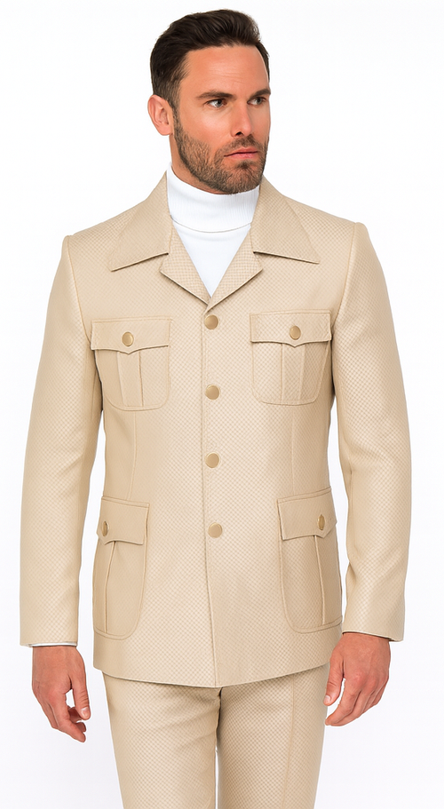 Rossi Man DUKE RM1766 Slim Fit 3-Piece Suit for Men - Modern Cream Off-White Formalwear | USA Men's Outlet