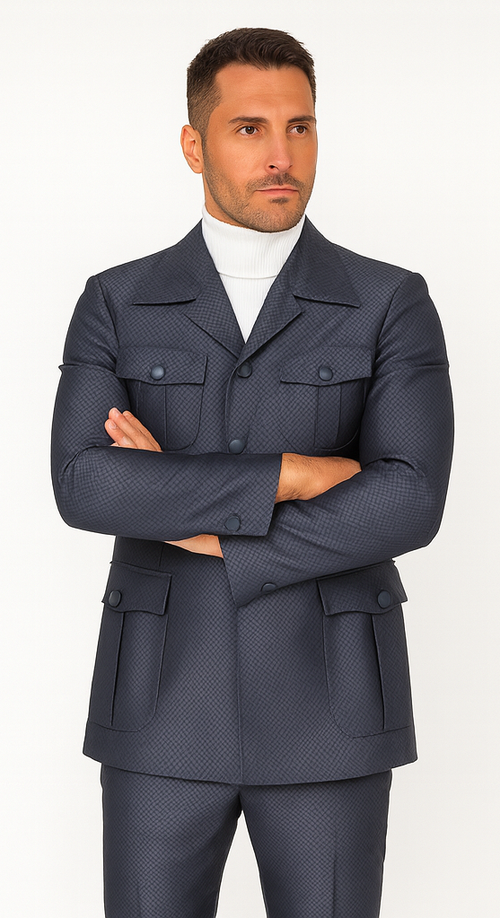 Rossi Man DUKE RM1767 Slim Fit 3-Piece Steel Grey Suit - Modern Formalwear for Men USA Men's Outlet
