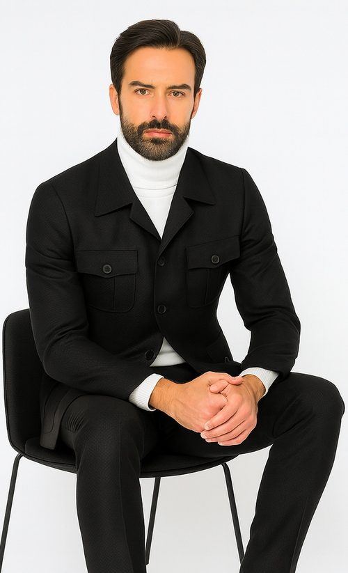 Rossi Man DUKE RM1769 Slim Fit Black 3-Piece Suit for Men - Modern Mens Formalwear at USA Men's Outlet