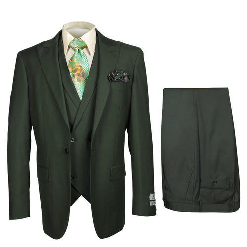 Rossi Man ELI RM117 Hunter Green 3-Piece Suit - Classic Men’s Formalwear USA Men's Outlet