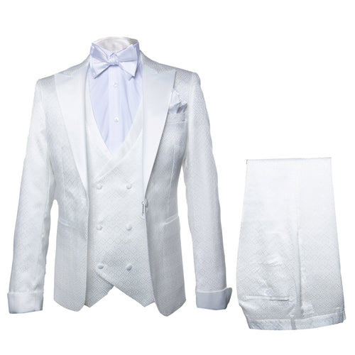 Rossi Man FORD RM1911 Men’s Slim Fit 3-Piece White Suit - Modern Formalwear for Special Occasions USA Men's Outlet