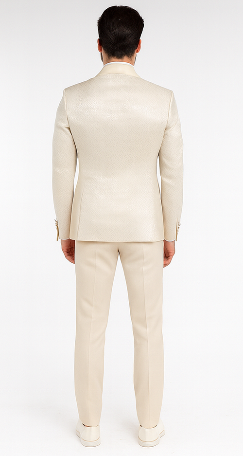 Rossi Man FORD RM1913 Slim Fit 3-Piece Off-White Suit for Men - Classic Formalwear by USA Men's Outlet