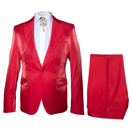 Rossi Man LEO RM1621 Men’s Slim Fit 3-Piece Red Designer Suit - Formalwear for Special Events USA Men's Outlet