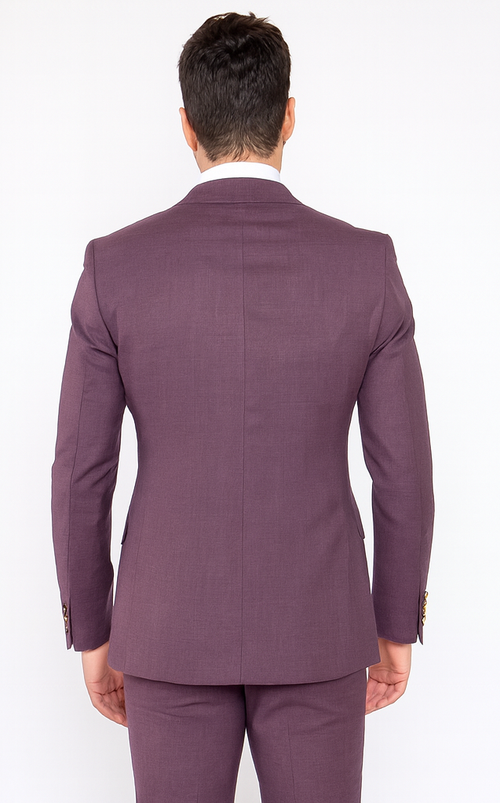 Rossi Man MAX RM1381 Slim Fit 3-Piece Suit - Solid Raspberry Suit for Men by USA Men's Outlet