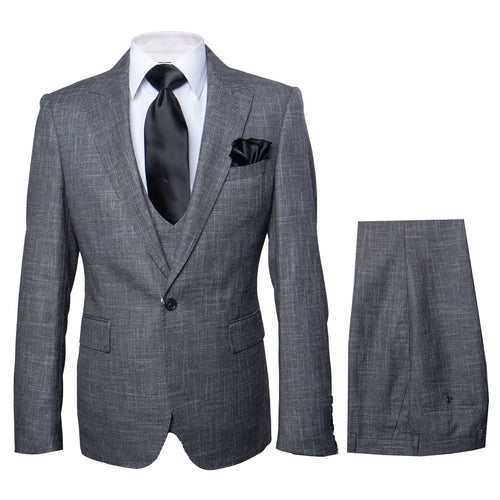 Rossi Man MAX RM1784 Grey Slim Fit 3-Piece Suit - Stylish Men’s Formalwear by USA Men's Outlet