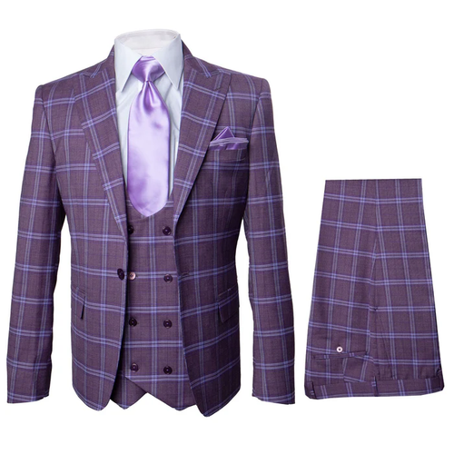 Rossi Man MAX RM1834 Slim Fit 3-Piece Purple Suit - Elegant Men’s Formalwear USA Men's Outlet
