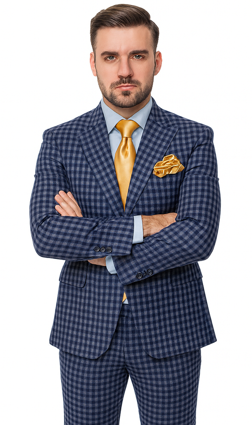 Rossi Man MAX RM1835 Blue Slim Fit 3-Piece Suit - Men’s Formalwear by USA Men's Outlet