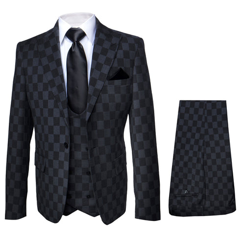 Rossi Man MAX RM1837 Black Slim Fit 3-Piece Suit - Men’s Formalwear by USA Men's Outlet