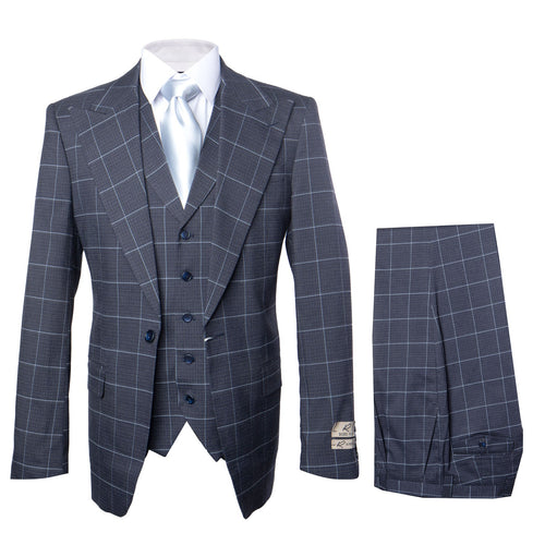 Men’s Blue Tailored Fit Suit – Premium Milano Style Formal & Casual Wear by Rossi Man RM2312
