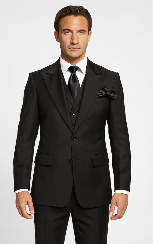 Rossi Man Sam RM2301 Black Slim Fit Suit - Men’s Modern Formalwear at USA Men's Outlet