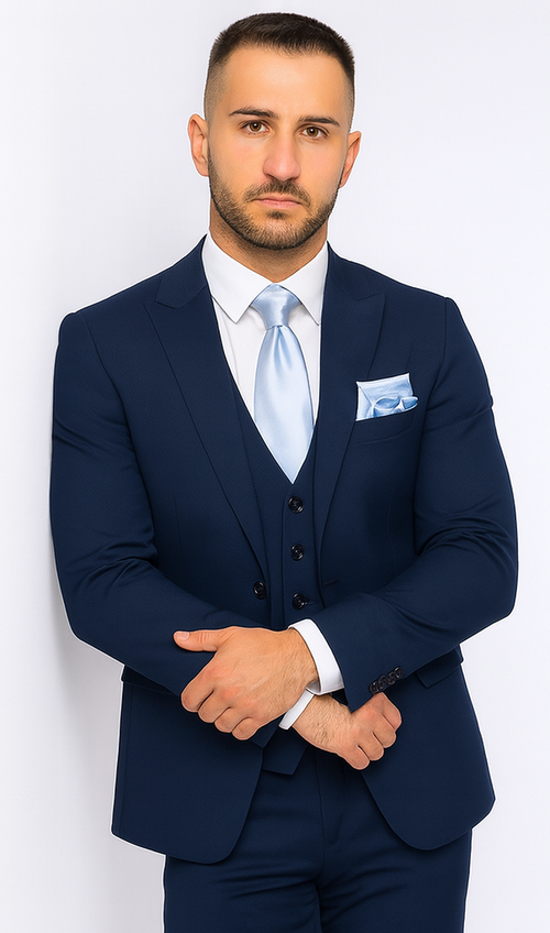 Rossi Man Sydney II RM1311 - Premium 3 Piece Modern Fit Suit for Stylish Gentlemen - Formalwear at USA Men's Outlet