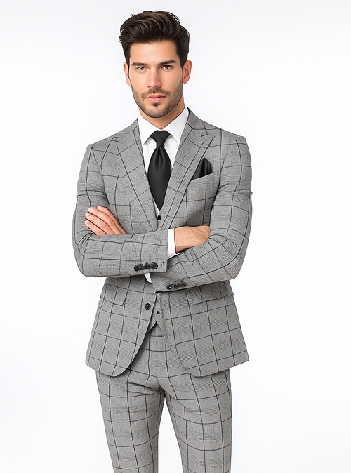 Rossi Man Tom RM1855 - Elegant Men’s Tailored 3-Piece Suit for Formal Occasions - Modern Fit by USA Men's Outlet