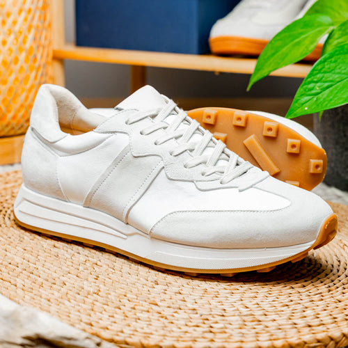 Zelli Roxi Italian Suede and Calfskin Luxury Sneaker in White