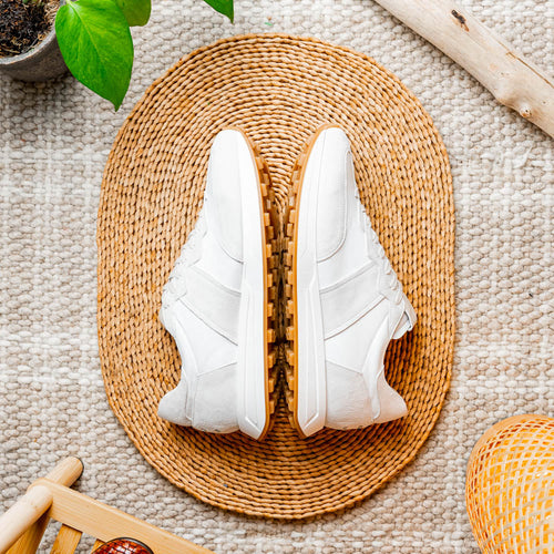 Zelli Roxi Italian Suede and Calfskin Luxury Sneaker in White